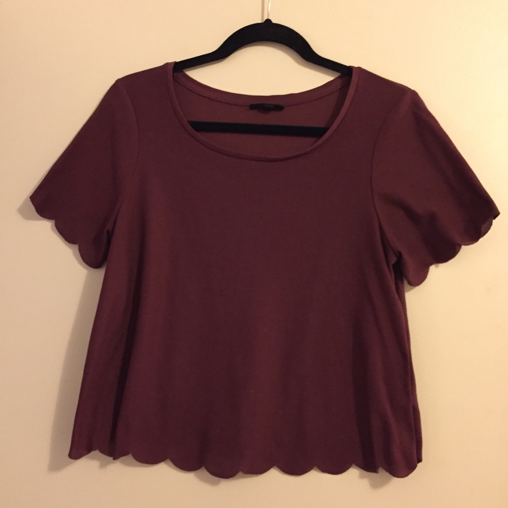 Topshop Scalloped Crop Tee